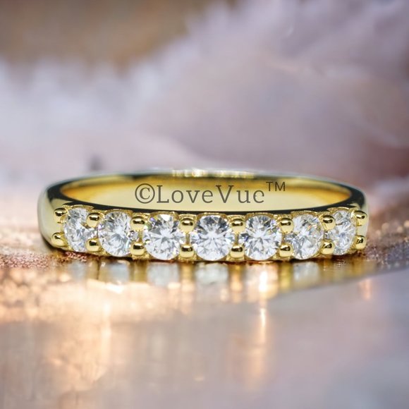 2.5mm Diamond Moissanite Brilliant Cut Half Eternity Wedding Ring Band